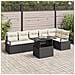 Set da giardino  in 7 pezzi con cuscini neri in polyrattan, Divano da giardino  per 2 persone con cuscini neri in polyrattan - Foto miniatura 2