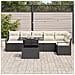 Set da giardino  in 7 pezzi con cuscini neri in polyrattan, Divano da giardino  per 2 persone con cuscini neri in polyrattan - Foto miniatura 3