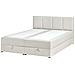 Divano Letto Con Contenitore Tessuto Baronet 160 X 200 Cm Bianco Sporco - Foto miniatura 3