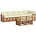 Set divani 8 pcs Naturale e Crema Legno di Acacia Massello - Foto miniatura 1