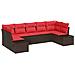 Set Divano da Giardino con cuscino 7 pcs Marrone polyrattan - Foto miniatura 1