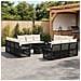 Set Divano da Giardino 13 pz Nero e Bianco Crema polyrattan - Foto miniatura 3