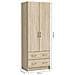 Armadio Decorativo In Quercia Spazzolato 2 Porte E 2 Cassetti 61 Cm - Foto miniatura 1