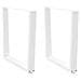 Gambe Per Tavolo Pranzo A V 2 Pz Bianco 90x(72-73,3)cm Acciaio - Foto miniatura 1