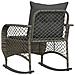 Sedia a Dondolo da Giardino con Cuscini in Polyrattan Grigio - Foto miniatura 6