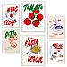 Set Di 6 Stampe Illustrazioni Decorative Di Cibo In Stile Pop Art Con Pomodori, Pasta E Pizza Incorniciate Con A3 & A4 Cornice Bianca - Foto miniatura 1