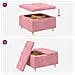 Pouf contenitore con cuscino Rosa 80 x 80 x 45 cm Velluto - Foto miniatura 9