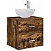Mobiletto con Lavabo a Parete Rovere Fumo 49,5 x 35 x 63 cm - Foto miniatura 1