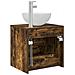 Mobiletto con Lavabo a Parete Rovere Fumo 49,5 x 35 x 63 cm - Foto miniatura 4