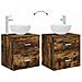 Mobiletto con Lavabo a Parete Rovere Fumo 49,5 x 35 x 63 cm - Foto miniatura 7
