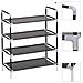 Scarpiera con 4 Ripiani in Metallo e Tessuto non Tessuto Nero - Foto miniatura 1