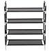 Scarpiera con 4 Ripiani in Metallo e Tessuto non Tessuto Nero - Foto miniatura 6