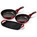Bh-1668 Set Di Padelle Metalliche Bordeaux Con Piastra Per Griglia - Foto miniatura 4