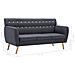 Divano A 3 Posti Imbottito In Stoffa 172x70x82cm Grigio Scuro - Foto miniatura 3