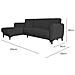 Divano Letto Angel, Divano Letto Ad Angolo Con Penisola Reversibile, Sofà Contenitore Moderno Con Chaiselongue E 3 Cuscini, 230x153h85 Cm, Antracite - Foto miniatura 4