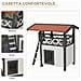 Casetta Per Gatti Da Esterno Con Terrazza E Scaletta In Legno, 77x50x73cm, Bianco E Grigio - Foto miniatura 5