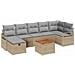 Set da Giardino  a 8 Pezzi con Cuscini in Rattan Polimerico Beige, Divano da Giardino a 2 Posti con Cuscini in Rattan Polimerico Beige - Foto miniatura 1