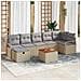 Set da Giardino  a 8 Pezzi con Cuscini in Rattan Polimerico Beige, Divano da Giardino a 2 Posti con Cuscini in Rattan Polimerico Beige - Foto miniatura 2