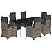 Set da Pranzo da Giardino 7 pz con Cuscini in Polyrattan Grigio - Foto miniatura 1