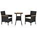 Set Bistrò da Giardino 3 pz con Cuscini in Polyrattan Nero - Foto miniatura 1