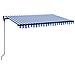 Tenda da Sole Retrattile Manuale con LED 450x300cm Blu e Bianca - Foto miniatura 1