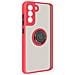 Cover Samsung Galaxy S21 Fe Bimateriale Anello Supporto Metallico Rossa - Foto miniatura 3