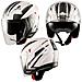 Moto Casco Jet Scooter Doppia Visiera Certificato Ece22-05 Bianco Argento M - Foto miniatura 10