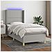 Letto a Molle Materasso e LED Grigio Chiaro 90x190 cm Tessuto - Foto miniatura 2