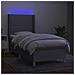Letto a Molle Materasso e LED Grigio Chiaro 90x190 cm Tessuto - Foto miniatura 4