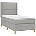 Letto a Molle Materasso e LED Grigio Chiaro 90x190 cm Tessuto - Foto miniatura 6