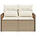 Divano Da Giardino Con Cuscini A 2 Posti Beige In Polyrattan - Foto miniatura 3