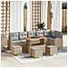 Set da giardino  composto da 10 pezzi con cuscini Beige in Polyrattan e Acacia, Divano da giardino  a 2 posti con cuscini Beige in Polyrattan, Set da pranzo da giardino  composto da 4 pezzi con cuscini Beige in Polyrattan e Acacia - Foto miniatura 2