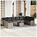 Set di Divani da Giardino  10 Pezzi con Cuscini Rattan Polyrattan Nero, Divano da Giardino  2 Posti con Cuscini Rattan Polyrattan Grigio - Foto miniatura 2