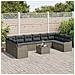 Set di Divani da Giardino  10 Pezzi con Cuscini Rattan Polyrattan Nero, Divano da Giardino  2 Posti con Cuscini Rattan Polyrattan Grigio - Foto miniatura 3