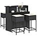Set Bar da Giardino 5 pz con Cuscini in Polyrattan Nero - Foto miniatura 2