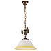 Lampada A Sopensione Stile Classico In Metallo Marrone Spennellato Oro E Vetro A Campana Sfumato Ambra Diametro 30 Cm - Foto miniatura 2