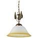 Lampada A Sopensione Stile Classico In Metallo Marrone Spennellato Oro E Vetro A Campana Sfumato Ambra Diametro 30 Cm - Foto miniatura 1