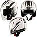 Moto Casco Jet Scooter Visiera Doppia Certificato Ece22-05 Bianco Argento S - Foto miniatura 10
