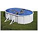 Man. Piscina ovale serie Fidji, mis. 527 x 500 x 122 cm parete acciaio, colore bianco, interno in pvc, include filtro e scala di sicurezza - Foto miniatura 1