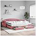 Divano Letto Estraibile con Cassetti Rosa 100x200 cm Velluto - Foto miniatura 2