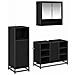 Set di mobili per il bagno 3 pcs Rovere Nero Legno multistrato - Foto miniatura 1
