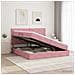 Letto con contenitore e materasso Rosa 200 x 200 cm Velluto - Foto miniatura 2