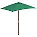 Ombrellone Da Esterni Con Palo In Legno 150x200 Cm Verde - Foto miniatura 1