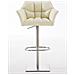 Sgabello Alto Regolabile Damaso in Similpelle I Sgabello Bancone con Braccioli E Schienale Imbottiti E Poggiapiedi, H 58-83 CM Crema Acciaio Inox - Foto miniatura 2