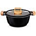 Wood Batteria Da Cucina 3 Pezzi In Alluminio Fuso, Induzione, Coperchi Vetro Nero - Foto miniatura 2