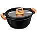 Wood Batteria Da Cucina 3 Pezzi In Alluminio Fuso, Induzione, Coperchi Vetro Nero - Foto miniatura 3