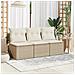 Divano Da Giardino Con Cuscini A 3 Posti Beige In Polyrattan - Foto miniatura 2
