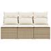Divano Da Giardino Con Cuscini A 3 Posti Beige In Polyrattan - Foto miniatura 3