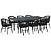 Set da pranzo per il giardino  10 pezzi con cuscini in rattan nero polipropilene, Tavolo da giardino allungabile  antracite (140-210)x90x73 cm in acciaio - Foto miniatura 1