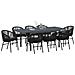 Set da pranzo per il giardino  10 pezzi con cuscini in rattan nero polipropilene, Tavolo da giardino allungabile  antracite (140-210)x90x73 cm in acciaio - Foto miniatura 3